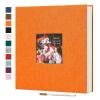 Spbapr Large Photo Album Self Adhesive 60 Pages Linen cover DIY Magnetic Scrapbook album with A Metal Pen Hold 3x5 4x6 5x7 6x8 8x10 Pictures Orange view 1