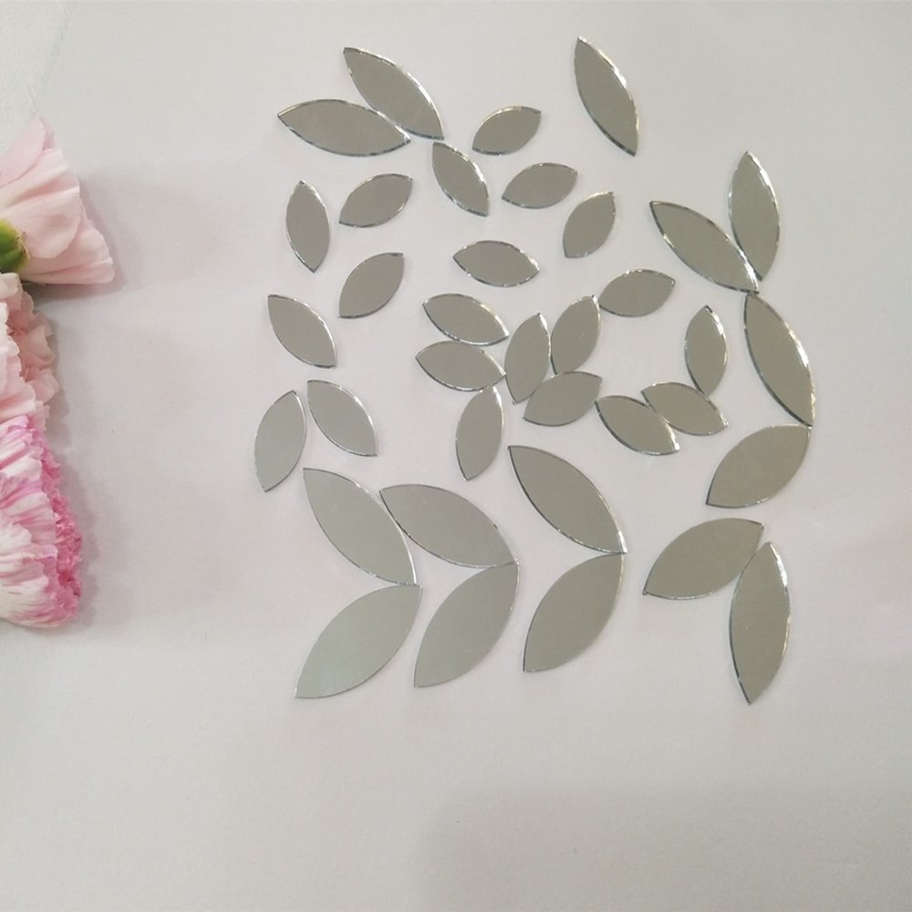 120pcs of Glass Mosaic Tiles Petal Leaves, Glass Supplies for Crafts, Craft Mirrors, Mirror Embellishments (Silver Mirror)