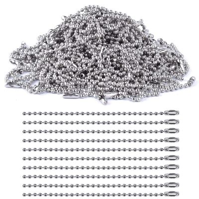 SHOUCAN 1000 Pcs Ball Bead Chain 2.4 Mm Diameter, Metal Beaded Chain Tag Suitable for Key Chains, DIY Craft Creation, Silver,Length 12cm