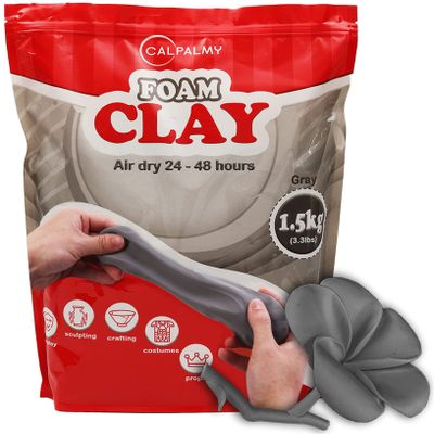 3.3 lbs Moldable Cosplay Foam Clay (Gray) - Air-Dry High Density for Intricate Designs Dries Evenly Within 24-48 Hours Sandable and Paintable