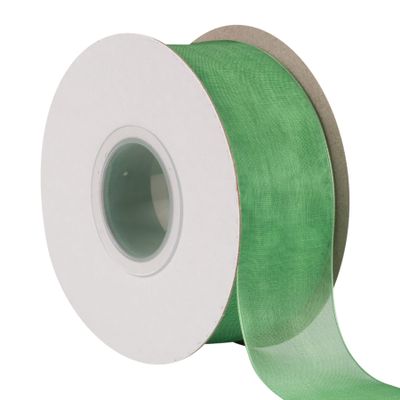 1-1/2 Sheer Organza Ribbon, Emerald Shimmer Chiffon Ribbon for DIY Crafts Wedding Party Decorations, Gift Wrapping Bridal Bouquets (50 Yards)