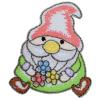 Gnome Applique Patch - Garden Gnome Collection, Flowers 2" (Iron On) Embroidered Iron on Patch Sew On for Clothing Applique for Jackets, Hats, Backpacks Repair Patches for Craft view 1