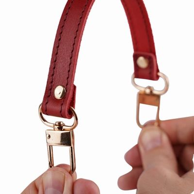 Leather Replacement Top Handle in Cherry Red Compatible with NeoNoe and Designer Bags, Wide Leather Short Handle and U-Shaped Leather Strap