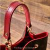 Leather Replacement Top Handle in Cherry Red Compatible with NeoNoe and Designer Bags, Wide Leather Short Handle and U-Shaped Leather Strap view 2