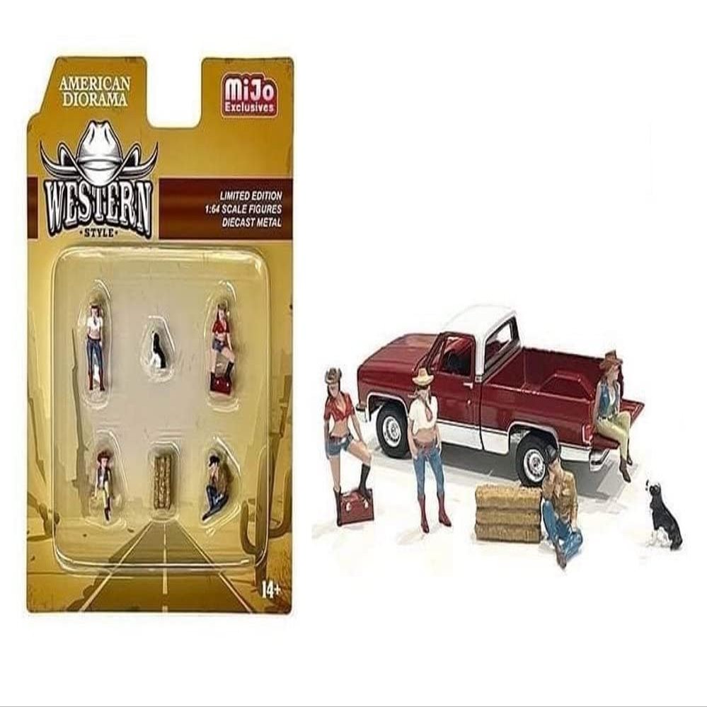 American Diorama Figures Set Western Style, Multi 76485MJ - 1/64 Scale Figurine - Diorama Accessory