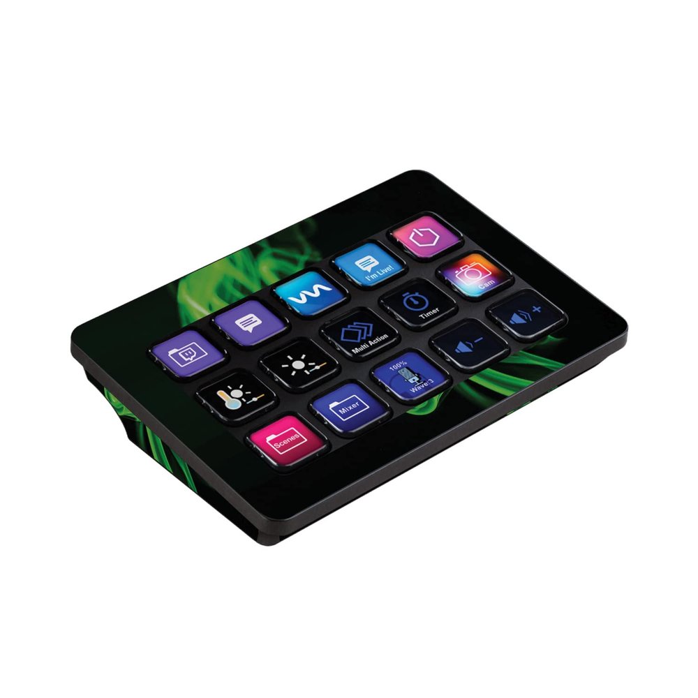 MightySkins Skin Compatible with Elgato Stream Deck MK.2 - Green Flames | Protective, Durable, and Unique Vinyl Decal wrap Cover | Easy to Apply, Remove, and Change Styles | Made in The USA