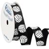 Ribbli Satin Volleyball Ribbon,5/8-Inch x 10-Yard,Black Volleyball Ribbon Use for Team Hair Bows,Wreath,Sport Lanyards,Gift Wrapping,Party Decoration,All Crafting and Sewing view 1