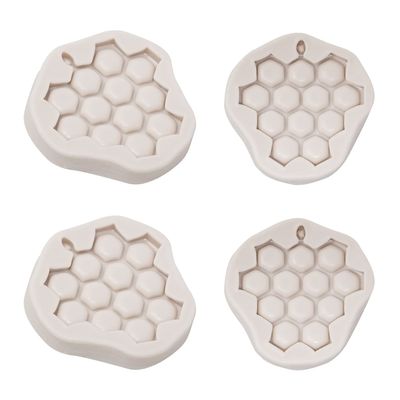 Honbay 4PCS Cute Bee Hive Silicone Honeycomb Pendant & Fondant Chocolate Candy Resin Mold (Light Grey)