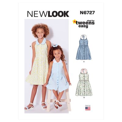 New Look UN6727A Easy to Sew Children's and Girls' Sun Dress Sewing Pattern Kit, Code N6727, Sizes 3-4-5-6-7-8-10-12-14