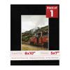 8x10 Mat Bevel Cut for 5x7 Photos - Acid Free Black with Black Core Precut Matboard With Backing Board and Crystal Clear, Self Seal Photo Mat Bag - For Pictures, Photos, Framing - 4-ply Thickness view 1