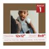 Poster Palooza 12x12 Mat Bevel Cut for 8x8 Photos - Acid Free Aged Oak Brown Precut Matboard - For Pictures, Photos, Framing - 4-ply Thickness view 1