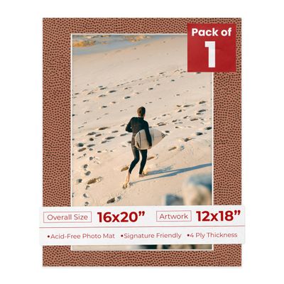 Poster Palooza 16x20 Mat Bevel Cut for 12x18 Photos - Acid Free Football Texture Precut Matboard - For Pictures, Photos, Framing - 4-ply Thickness
