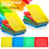 Jetec 24 Pcs Multicolor Plastic Art Trays 10.9 x 8.4 Inch Classroom Activity Crafts Trays Art Serving Organizer Bulk for School Teacher Supplies Painting Beads Storage DIY Projects Educational Use view 3