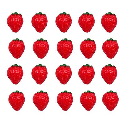 Strawberry Flatback Beads Charms, 20Pcs Fruit Resin Cabochons Imitation Food Flatbacks Buttons Beads for DIY Scrapbooking Embellishment Phone Case Decor Handicraft Accessories Hair Clip (20 red)