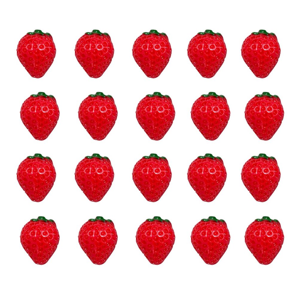 Strawberry Flatback Beads Charms, 20Pcs Fruit Resin Cabochons Imitation Food Flatbacks Buttons Beads for DIY Scrapbooking Embellishment Phone Case Decor Handicraft Accessories Hair Clip (20 red)