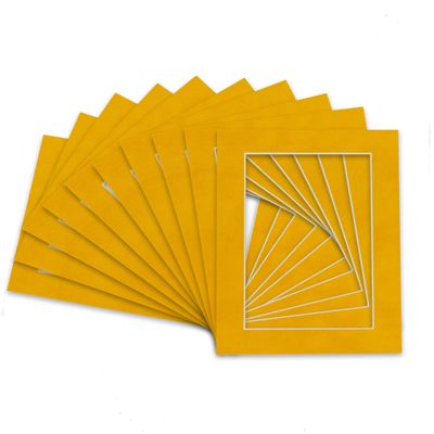 Poster Palooza Pack of TEN 8x12 Mats Bevel Cut for 6x10 Photos - Acid Free Bright Yellow Precut Matboards For Pictures, Photos, Framing - 4-ply Thickness