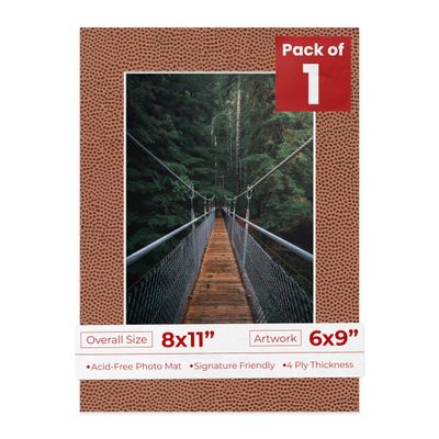 Poster Palooza 8x11 Mat Bevel Cut for 6x9 Photos - Acid Free Football Texture Precut Matboard - For Pictures, Photos, Framing - 4-ply Thickness
