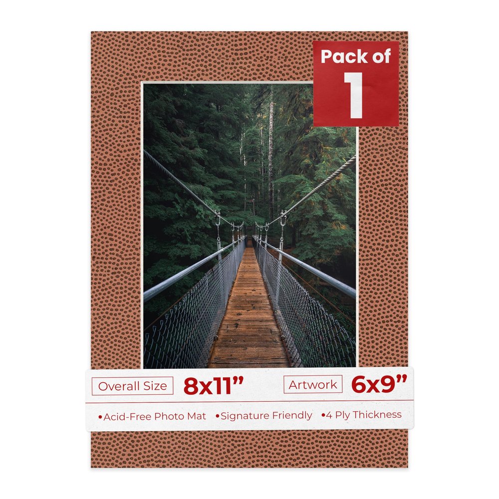 Poster Palooza 8x11 Mat Bevel Cut for 6x9 Photos - Acid Free Football Texture Precut Matboard - For Pictures, Photos, Framing - 4-ply Thickness