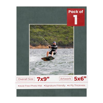 Poster Palooza 7x9 Mat Bevel Cut for 5x6 Photos - Acid Free Dark Grey Suede Precut Matboard - For Pictures, Photos, Framing - 4-ply Thickness