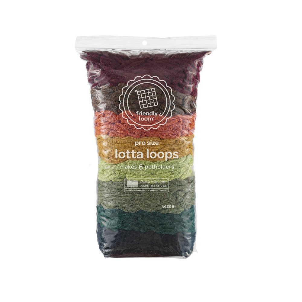 Friendly Loom Quality Cotton Weaving Loops in Earthtone Inspired Colors 10 PRO Size | Weave 6 Functional Potholders | Made in the USA