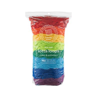 Friendly Loom Quality Cotton Weaving Loops in Rainbow Colors 10 PRO Size | Weave 6 Functional Potholders | Made in the USA