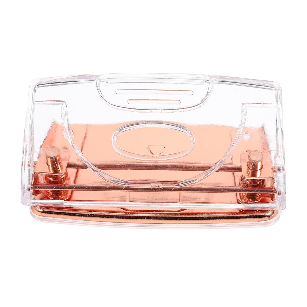 Kisangel Rose Gold Two Hole Puncher Portable Paper Puncher Ergonomic Office Accessory 3.93X2.16X1.10 Inch Compact Design for Home DIY Crafts and Planner