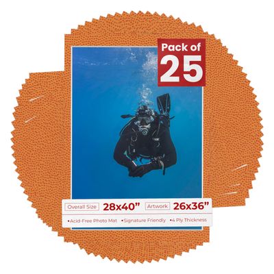 Poster Palooza 28x40 Mat Bevel Cut for 26x36 Photos - Acid Free Basketball Texture Precut Matboard - For Pictures, Photos, Framing - 4-ply Thickness
