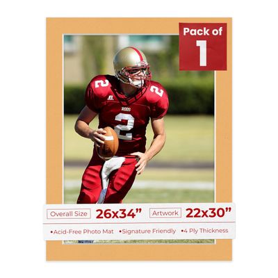 Poster Palooza 26x34 Mat Bevel Cut for 22x30 Photos - Acid Free Topaz Orange Precut Matboard - For Pictures, Photos, Framing - 4-ply Thickness