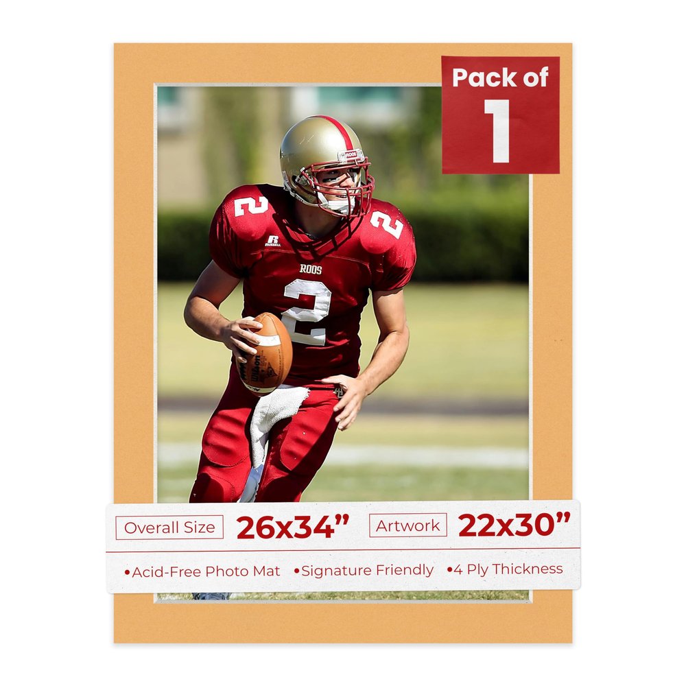 Poster Palooza 26x34 Mat Bevel Cut for 22x30 Photos - Acid Free Topaz Orange Precut Matboard - For Pictures, Photos, Framing - 4-ply Thickness