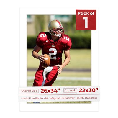 Poster Palooza 26x34 Mat Bevel Cut for 22x30 Photos - Acid Free Golf Ball Texture Precut Matboard - For Pictures, Photos, Framing - 4-ply Thickness