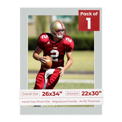 Poster Palooza 26x34 Mat Bevel Cut for 22x30 Photos - Acid Free Grey Precut Matboard - For Pictures, Photos, Framing - 4-ply Thickness