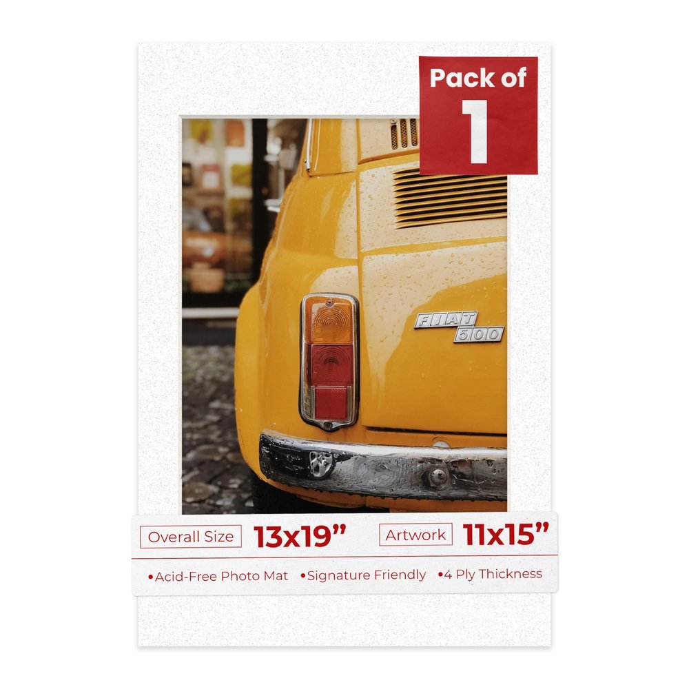 Poster Palooza 13x19 Mat Bevel Cut for 11x15 Photos - Acid Free Oyster Shell White Precut Matboard - For Pictures, Photos, Framing - 4-ply Thickness