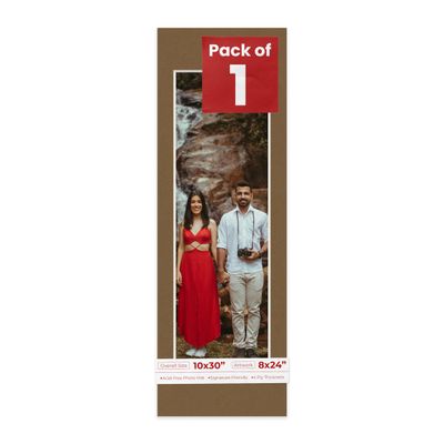 10x30 Mat Bevel Cut for 8x24 Photos - Acid Free Maroon Red Precut Matboard With Backing Board and Crystal Clear, Self Seal Photo Mat Bag - For Pictures, Photos, Framing - 4-ply Thickness