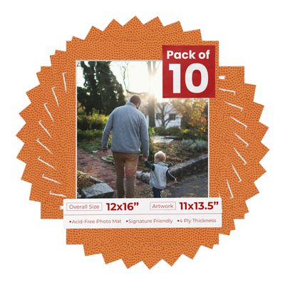 Poster Palooza 12x16 Mat Bevel Cut for 11x13.5 Photos - Acid Free Basketball Texture Precut Matboard - For Pictures, Photos, Framing - 4-ply Thickness