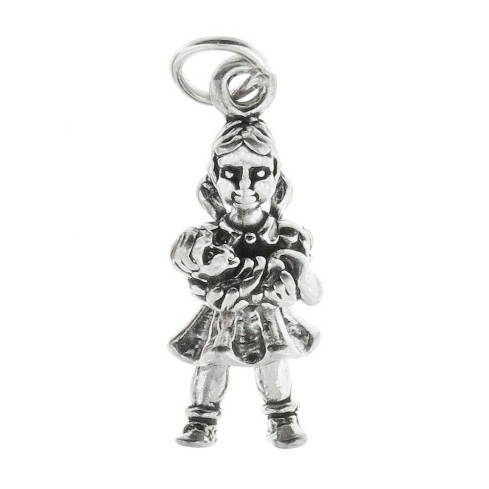 Big Sister Holding Sibling 3D 925 Solid Sterling Silver Charm Pendant Bracelet Jewelry Making Supply