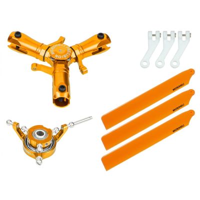 MICROHELI CNC Triple Orange Plastic Blades Conversion Set (Gold) - OMP Hobby M1