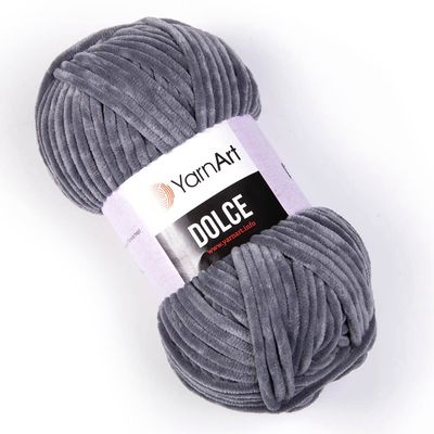 Yarn Art Dolce Yarn 100% MicroPolyester Velvet Blanket Amigurumi Super Bulky :6 Baby Chenille Yarn (1 Skein, 760-GRAY)
