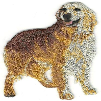 Embroidered Iron On Sew On Patch Standing Golden Retriever Dog Breed Applique, 2 1/4" x 3"