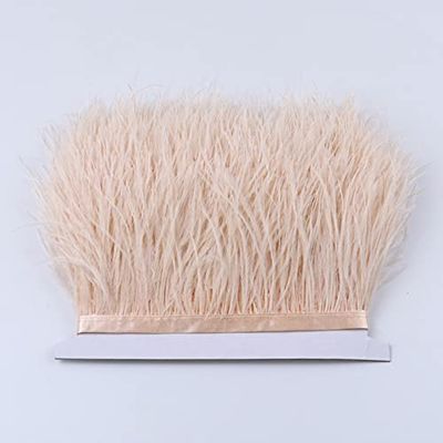 Zamihalaa - 5/10 Meters Ostrich Feather Fringe Trims Width 8-10cm White Ostrich Wedding Party Dress Decoration Custom Colors - 5meters