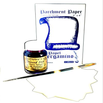 1 PC DOVES' BLOOD INK + PORCUPINE QUILL + 3" X 4" PAPER SPELL WRITING KIT