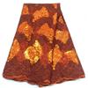 LadyQ New French African White Lace Fabric 2022 Cord Sequin Fabrics 5 Yards Material Nigeria Sequence Lace Fabric For Women Dress 664LD (Orange) view 2
