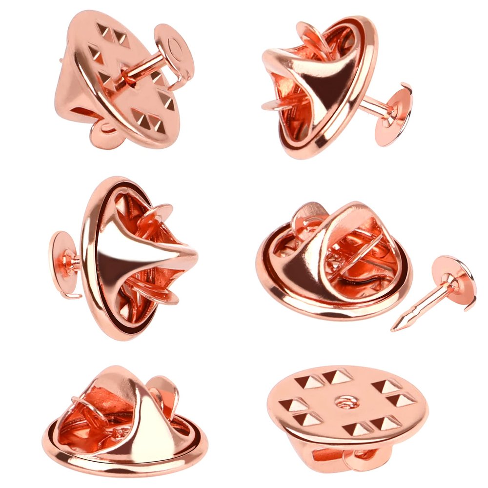 JANYUN 120 Pairs Rose Gold Butterfly Clutch Tie Tacks Pin Back Metal Locking Replacement with 4mm Width Blank Pins for Craft Making (4mm, Rose Gold)