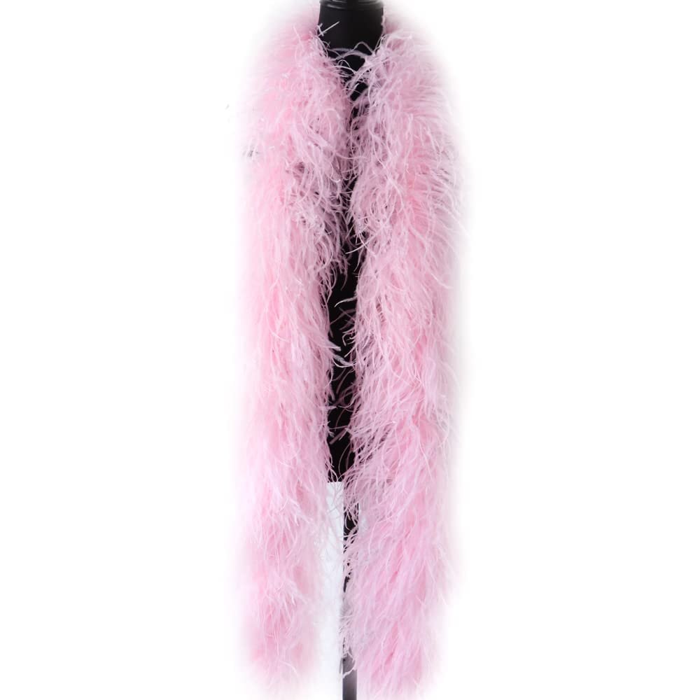 wangruida 2 Yards 10ply Dyed Ostrich Feathers Boa Shawl for Wedding Party Dress Sewing Decoration Scarf