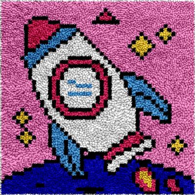 DL-YTG DIY Latch Hook Kits Throw Carpet Embroidery Cover Rug Pattern Color Printed Canvas, Crochet Needlework Crafts for Kids and AdultsAircraft:30x30cm/12 X12