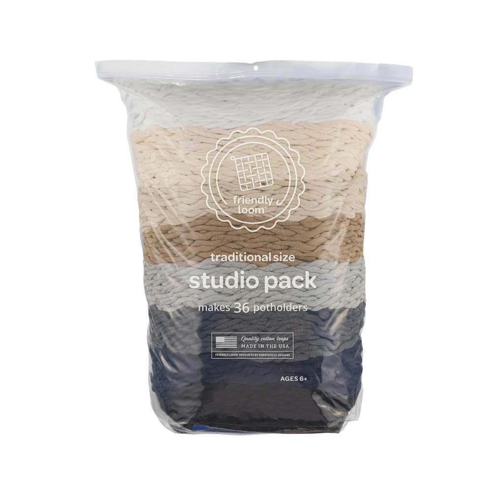 friendly loom Quality Cotton Weaving Loops in Neutral Colors 7 Traditional Size | Weave 36 Functional Potholders | Made in the USA