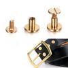 20Pcs Diameter 8mm Flat Belt Screw Leather Craft Chicago Screw Brass Solid Rivets Stud Head for DIY Leather Belt Bag Suitcase (Height: 4mm) view 4