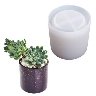 Round Plant Pot Resin Mold Silicone DIY Cylinder Resin Plant Mold for DIY Gardening Pots Craft Home Decorations