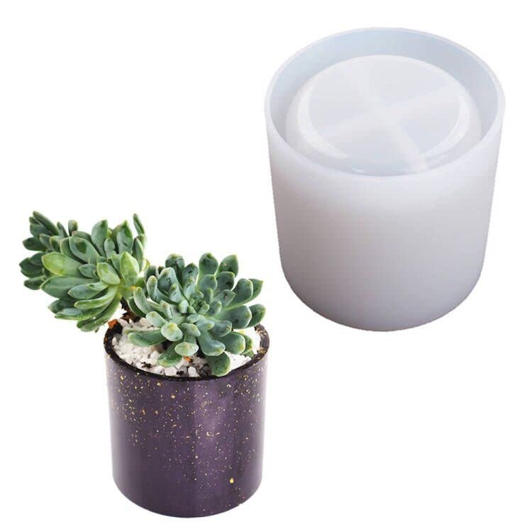 Round Plant Pot Resin Mold Silicone DIY Cylinder Resin Plant Mold for DIY Gardening Pots Craft Home Decorations