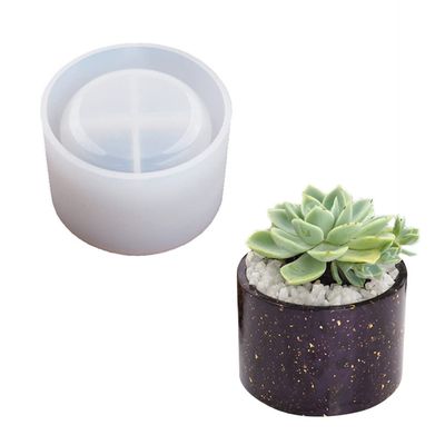 Round Plant Pot Resin Mold Silicone DIY Cylinder Resin Plant Mold for DIY Gardening Pots Craft Home Decorations