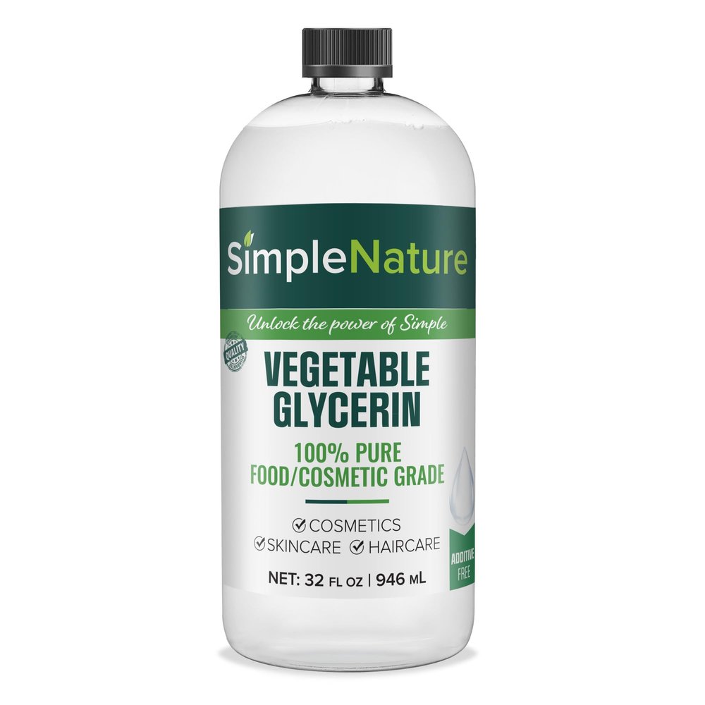 Simple Nature 100% Pure Vegetable Glycerin - 32 oz - Natural Pure Food/Cosmetic Grade for Skincare, Haircare, Cosmetics, Soapmaking, Crafts - Softening & Moisturizing Multipurpose Humectant